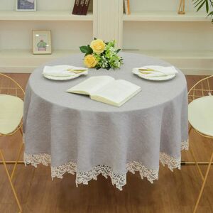 Falcon Large round tablecloth Water Resistant Faux Linen Table Cover with Lace for Home Party Wedding, Dark green, Diameter 140cm (55inch) - Brand New