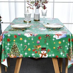 Plenmor Christmas Table Cloth Wipe Clean Christmas Tablecloth Xmas Blue PVC Plastic Wipeable Waterproof Rectangular Table Cover Decoration for Festive New Year Kitchen Picnic (137 x 215 cm) - Brand New