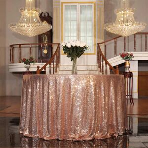 Eternal Beauty 229cm (90 inch) Round Sequin Tablecloth Wedding Party Banquet Table Cloths, Rose Gold - Brand New