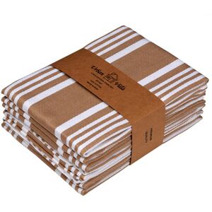 Urban Villa Kitchen Towels,Trendy Stripes, 100% Cotton Dish Towels, Mitered Corners, (Size: 51x76 CMS),Taupe/White Highly Absorbent Bar Towels & Tea Towels - (Set of 6) - Brand New