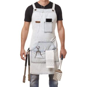 ARAWAK BRAVE Distressed Denim Apron Chef Kitchen BBQ Grill Light Blue Towel Loop + Quick Release Buckle + Tool Pockets Adjustable M to XXL - Brand New