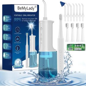 BeMyLady 2 IN 1 Oral Care Set Electric Toothbrush with Water Flossers Updated Powerful Cordless Oral Irrigator with 5 Modes 7 Jet Tips 4 Brush Heads Rechargeable Teeth Cleaner Gift Set for Home Travel - White - Brand New