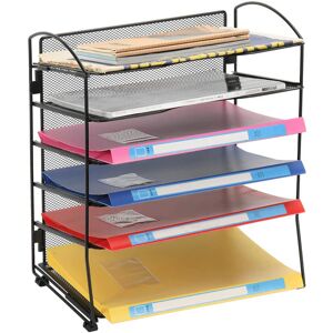 EasyPAG Desktop Mesh 6 Tier Desk Tidy Filing Tray Office File Sorter Document Holder Paper Organiser Magazine Storage Rack,Black - Brand New