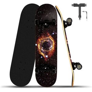 YHF-zqzy Complete Skateboard 31Inch Cruiser Skate Board Standard 9 Layer Maple Double Kick Deck For Kids Adults Beginners Teens Boys Girls ABEC-11 Bearings Concave Trick Cool Skateboards (TUYA) - Brand New