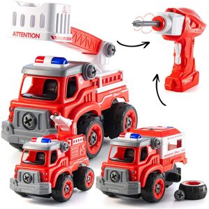 Top Race Remote Control Car STEM Toys for 3 4 5 6 7 Year Old Boys & Girls   RC Fire Trucks Set︱3 in 1 Take Apart Toys Truck with Electric Drill for Kids︱Birthday Building Kit - Brand New