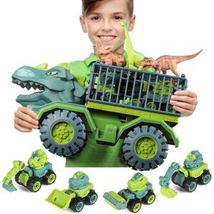 burgkidz Dinosaur Truck Toys, Dino Trucks Transport Carrier Playset with Dinosaur Figures, Excavator Toy, Dinosaur Gifts for Kids Boys Girls Ages 3 4 5 6 Years Old - Brand New