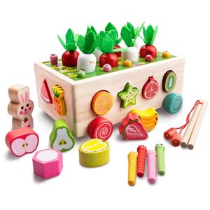 Achiyway Wooden Toys for 3 4 5 Years Old Boys Girls, Toddler Toys Educational Sensory Toys, Kids Motor Skills Fishing Games and Montessori Toys for Baby Birthday Gifts(fruit toys) - Brand New