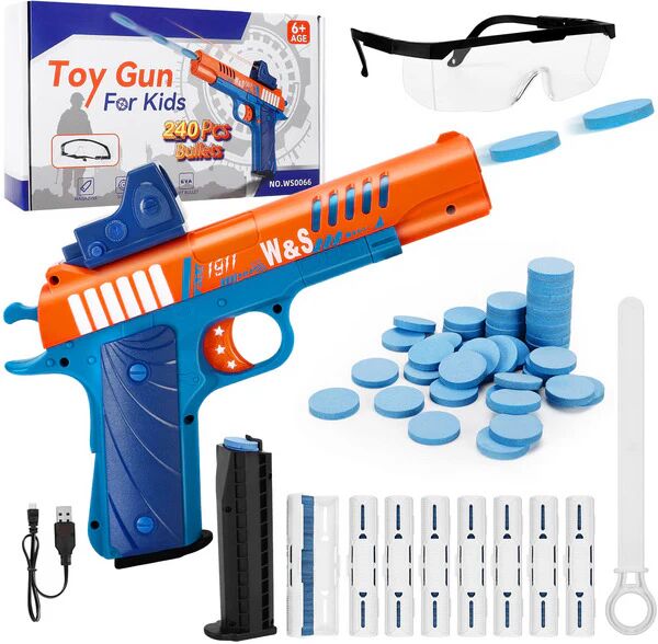 ARANEE Toy Gun Soft Bullet Pistol for Kids 6 7 8 9 10 11 12 Years Old Automatic Shooting Games Toys with 240 Bullet - 2 Magazines - 8 Bullet Clip for Child Play Gift Boys Girls - Brand New