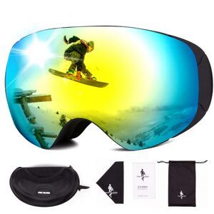 FREE SOLDIER OTG Ski Goggles for Men, Women & Youth Outdoor Snowboard Goggles with Different Shapes & Detachable Magnetic Lens(Golden 6.8% VLT/Night Vision Yellow 82.5% VLT) - Brand New