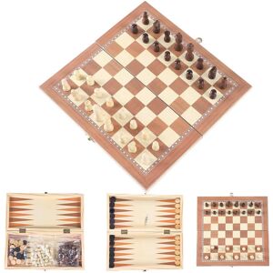 Homemari Wooden Chess Set, 3 in 1 Travel Chess Set and Draughts Board Game, Large Size Chess Checkers Game Set for Children, Adults - Brand New