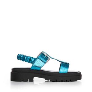 M By Moda Ofelia Aqua Blue Patent Mocc Croc 36 Size: EU 36 / UK 3