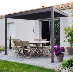 Nova - Titan Aluminium Wall Mounted Pergola - 3m x 3m Square - Grey