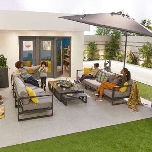 Urban Life Nova  Alessandria 2 x 3 Seat Sofa Set - Aluminium Garden Furniture Set - Grey