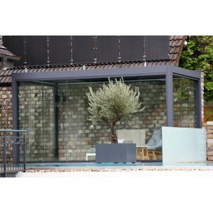 Nova Titan Aluminium Pergola 6m x 3m Rectangular with Glass sliding Doors - Grey