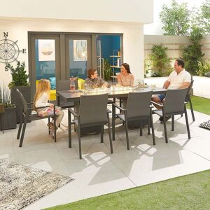 Nova - Roma 8 Rectangular Dining Set with Firepit - Grey