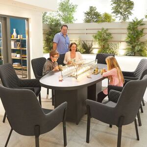 Nova - Genoa Fabric 8 Seat Oval Dining Set with Firepit - Dark Grey