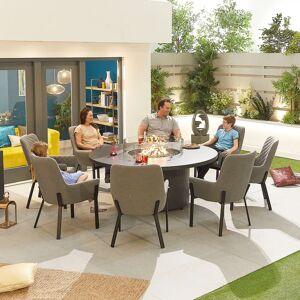 Nova - Genoa Fabric 8 Seat Round Dining Set with Firepit - Light Grey