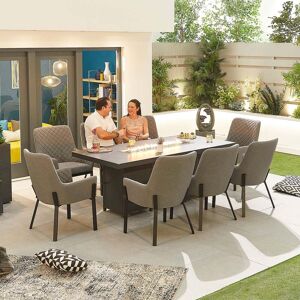 Nova - Genoa Fabric 8 Seat Rectangular Dining Set with Firepit - Light Grey