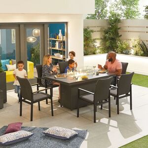 Nova - Hugo 6 Seat Rectangular Dining Set with Firepit - Dark Grey