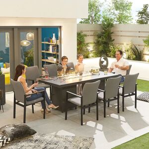 Nova - Hugo 8 Seat Rectangular Dining Set with Firepit - Light Grey