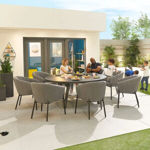 Nova - Edge Fabric 8 Seat Round Dining Set - Light Grey