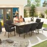 Nova - Genoa Fabric 8 Seat Rectangular Dining Set with Firepit - Dark Grey