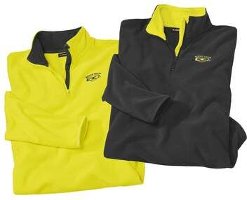 Atlas for Men Pack of 2 Men's Outdoor Fleece Jumpers - Grey Yellow  - LIME GREEN - Size: 3XL Atlas for Men Pack of 2 Men's Outdoor Fleece Jumpers - Grey Yellow  - LIME GREEN - Size: 3XL