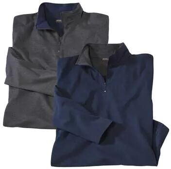 Atlas for Men Pack of 2 Men's Zip-Neck Jumpers - Blue Grey - North Expedition  - GREY - Size: XXL Atlas for Men Pack of 2 Men's Zip-Neck Jumpers - Blue Grey - North Expedition  - GREY - Size: XXL