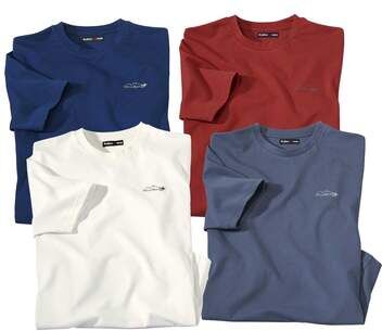 Atlas for Men Pack of 4 Men's Classic T-Shirts - Terracotta Navy Ecru Indigo  - TERRACOTTA - Size: S Atlas for Men Pack of 4 Men's Classic T-Shirts - Terracotta Navy Ecru Indigo  - TERRACOTTA - Size: S