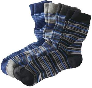 Atlas for Men Pack of 4 Pairs of Men's Striped Socks - Black Navy Anthracite Grey  - GREY - Size: 5½-8 Atlas for Men Pack of 4 Pairs of Men's Striped Socks - Black Navy Anthracite Grey  - GREY - Size: 5½-8