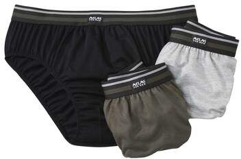Atlas for Men Pack of 3 Men's Comfort Briefs - Grey Black Khaki  - Size: L Atlas for Men Pack of 3 Men's Comfort Briefs - Grey Black Khaki  - Size: L