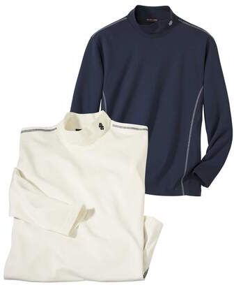 Atlas for Men Pack of 2 Men's Turtleneck Jumpers - Blue Ecru  - WHITE - Size: 4XL Atlas for Men Pack of 2 Men's Turtleneck Jumpers - Blue Ecru  - WHITE - Size: 4XL