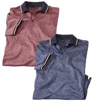 Atlas for Men Pack of 2 Men's Slub Polo Shirts - Blue Red  - BURGUNDY - Size: S Atlas for Men Pack of 2 Men's Slub Polo Shirts - Blue Red  - BURGUNDY - Size: S