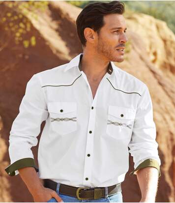 Atlas for Men Men's White Western-Style Shirt  - WHITE - Size: 4XL Atlas for Men Men's White Western-Style Shirt  - WHITE - Size: 4XL