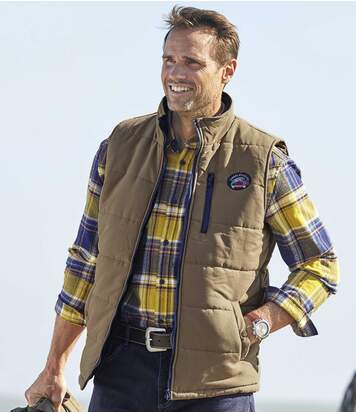 Atlas for Men Men's Beige Padded Gilet  - BEIGE - Size: 3XL Atlas for Men Men's Beige Padded Gilet  - BEIGE - Size: 3XL