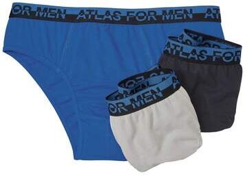 Atlas for Men Pack of 3 Men's Comfort Briefs - Blue Black Grey  - GREY - Size: M Atlas for Men Pack of 3 Men's Comfort Briefs - Blue Black Grey  - GREY - Size: M
