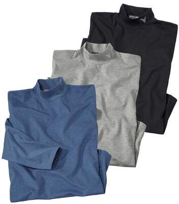 Atlas for Men Pack of 3 Men's Turtleneck Tops - Blue Black Grey  - GREY - Size: 3XL Atlas for Men Pack of 3 Men's Turtleneck Tops - Blue Black Grey  - GREY - Size: 3XL
