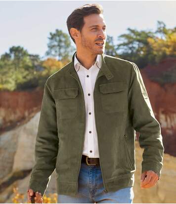 Atlas for Men Men's Full Zip Faux-Suede Jacket - Khaki - Water-Repellent  - Size: 3XL Atlas for Men Men's Full Zip Faux-Suede Jacket - Khaki - Water-Repellent  - Size: 3XL