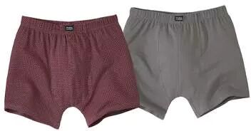 Atlas for Men Pack of 2 Men's Stretch Boxer Shorts - Grey Burgundy  - PATTERNED - Size: S