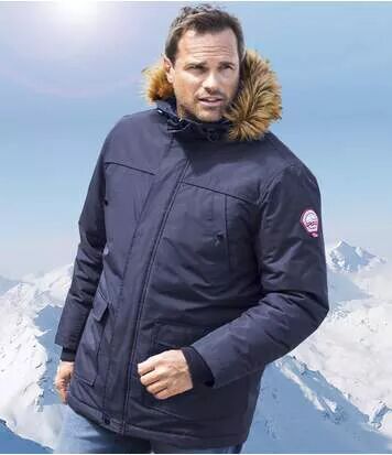 Atlas for Men Men's Navy Winter Chill Parka - Faux Fur Hood  - BLUE - Size: L Atlas for Men Men's Navy Winter Chill Parka - Faux Fur Hood  - BLUE - Size: L