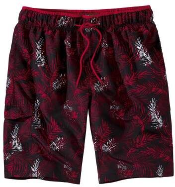Atlas for Men Men's Freestyle Cargo Swim Shorts - Black Red  - PATTERNED - Size: L Atlas for Men Men's Freestyle Cargo Swim Shorts - Black Red  - PATTERNED - Size: L