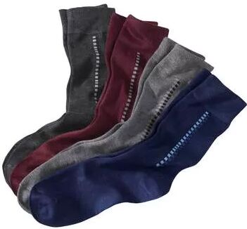 Atlas for Men Pack of 4 Pairs of Men's  Patterned Socks - Navy Burgundy Grey  - Size: 5Â½-8