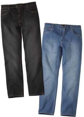 Atlas for Men Pack of 2 Men's Regular Stretch Jeans - Black Blue  - BLACK - Size: W48 Atlas for Men Pack of 2 Men's Regular Stretch Jeans - Black Blue  - BLACK - Size: W48