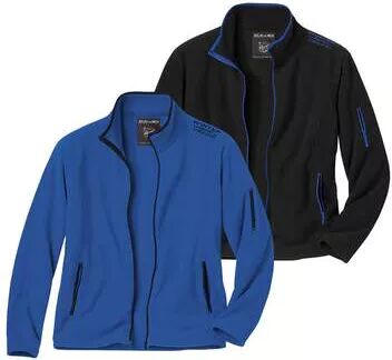 Atlas for Men Pack of 2 Men's Outdoor  Microfleece Jackets - Blue and Black  - BLACK - Size: XXL