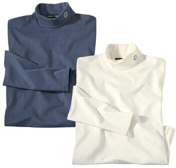 Atlas for Men Pack of 2 Men's Turtle Neck Jumpers - Indigo Ecru  - BLUE - Size: S Atlas for Men Pack of 2 Men's Turtle Neck Jumpers - Indigo Ecru  - BLUE - Size: S