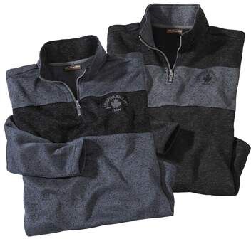 Atlas for Men Pack of 2 Men's Jumpers with Zip-Up Collar - Grey Black  - GREY - Size: S Atlas for Men Pack of 2 Men's Jumpers with Zip-Up Collar - Grey Black  - GREY - Size: S