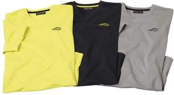 Atlas for Men Pack of 3 Men's Sporty T-Shirts - Yellow Black Grey  - LIME GREEN - Size: S Atlas for Men Pack of 3 Men's Sporty T-Shirts - Yellow Black Grey  - LIME GREEN - Size: S