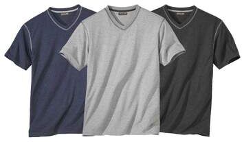 Atlas for Men Pack of 3 Men's V-Neck T-Shirts - Grey Navy Charcoal  - GREY - Size: XXL Atlas for Men Pack of 3 Men's V-Neck T-Shirts - Grey Navy Charcoal  - GREY - Size: XXL
