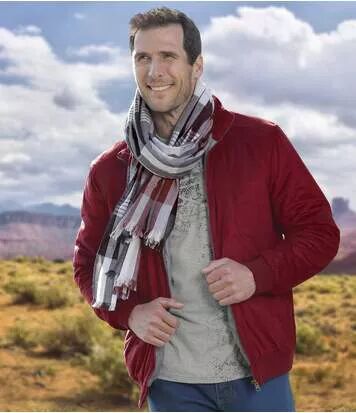 Atlas for Men Burgundy Full Zip Faux Suede Jacket  - BURGUNDY - Size: S