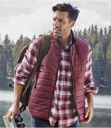 Atlas for Men Men's Burgundy Full Zip Padded Gilet - Water-Repellent  - BURGUNDY - Size: XL Atlas for Men Men's Burgundy Full Zip Padded Gilet - Water-Repellent  - BURGUNDY - Size: XL